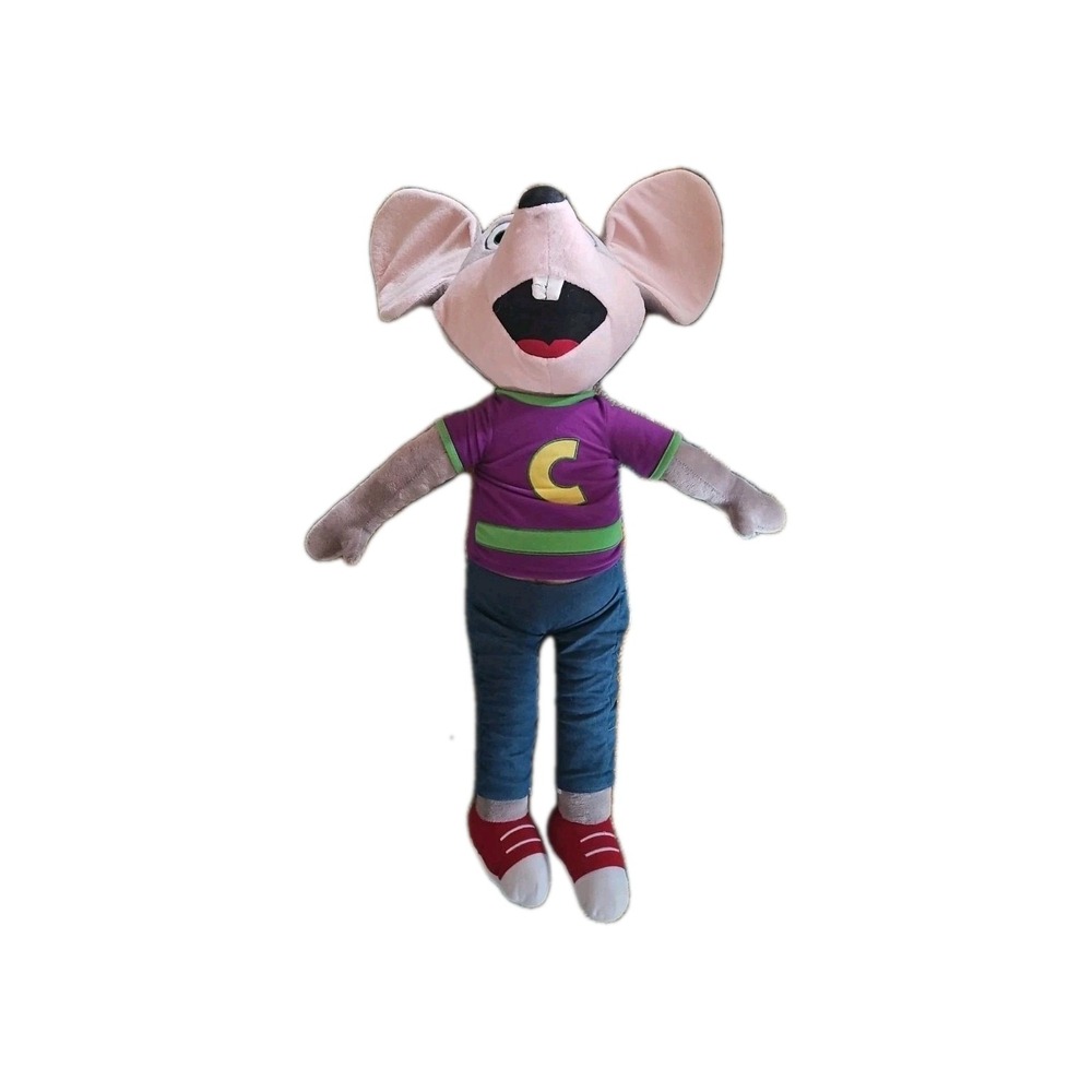 Chuck E Cheese Jumbo 32" Plush Stuffed Animal Purple ShirtJeans Mouse 2013 Cond